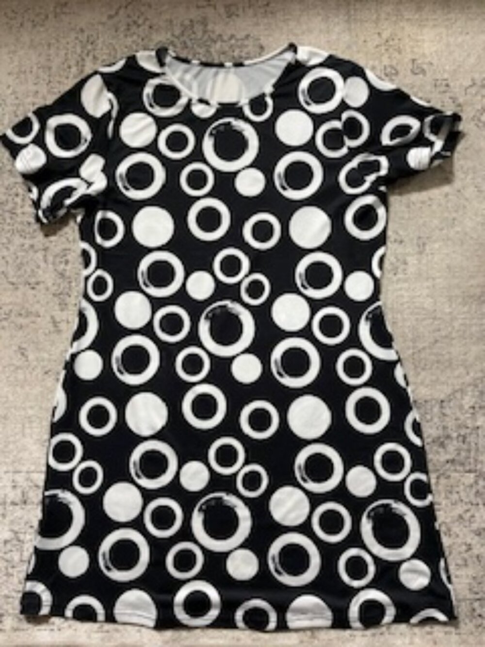🧡3/15 Black and White Geometric Pattern T-Shirt Dress Women's XXL - Picture 5 of 8